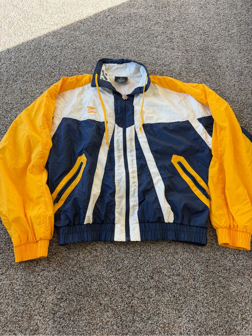 Vintage Mitre Colorblock Nylon Windbreaker Track Jacket Yellow Blue Adult M